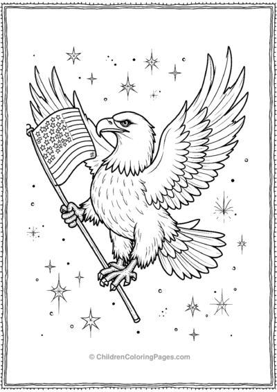 Bald-Eagle-Holding-the-US-Flag-in-Its-Beak Free PDF Printable