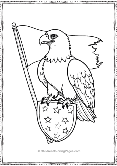 Bald-Eagle-Standing-on-a-Shield-with-Stars Free PDF Printable