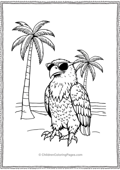 Bald-Eagle-Wearing-Sunglasses-on-a-Beach Free PDF Printable