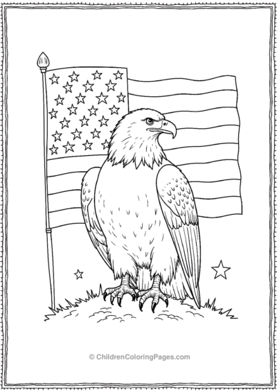 Bald-Eagle-in-Front-of-the-American-Flag Free PDF Printable