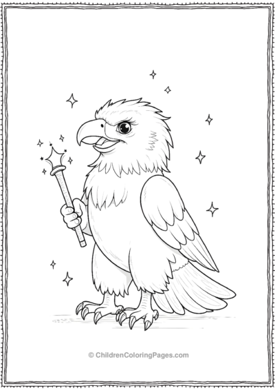 Bald-Eagle-with-a-Magic-Wand Free PDF Printable