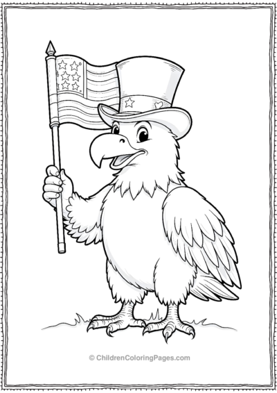 Bald-Eagle-with-a-Patriotic-Top-Hat Free PDF Printable