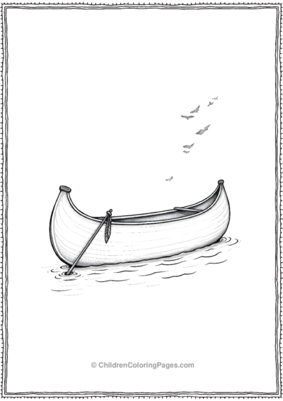 Canoe-And-Simple-Water-Lines-With-Feather-Decor Free PDF Printable