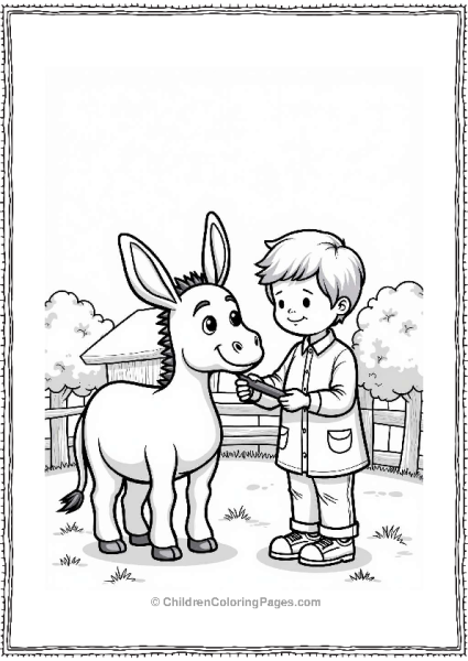 Caring Donkey With Child Free PDF Printable