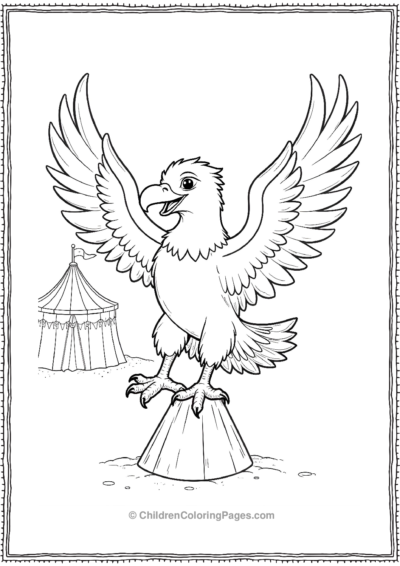 Cartoon-Bald-Eagle-Balancing-on-One-Talon Free PDF Printable