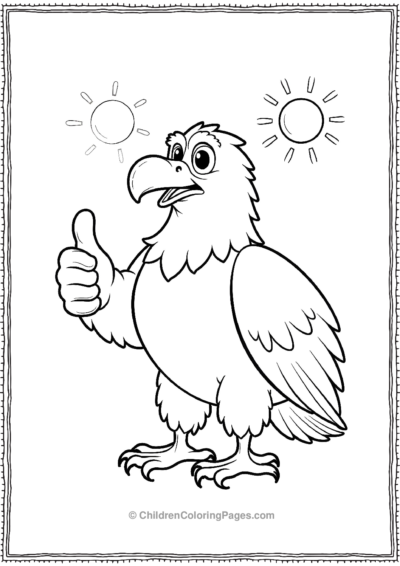 Cartoon-Bald-Eagle-Giving-a-Thumbs-Up Free PDF Printable