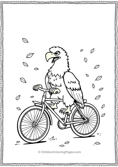 Cartoon-Bald-Eagle-Riding-a-Bicycle Free PDF Printable