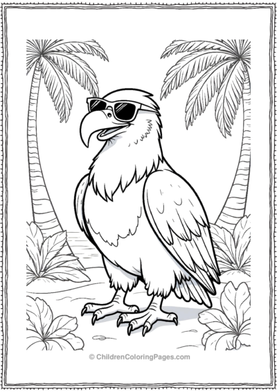 Cartoon-Bald-Eagle-Wearing-Sunglasses Free PDF Printable