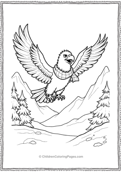 Cartoon-Bald-Eagle-Wearing-a-Scarf Free PDF Printable