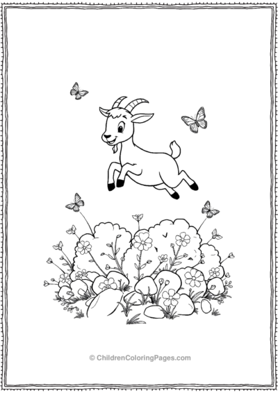 Cartoon-Goat-Jumping-Over-A-Bush Free PDF Printable