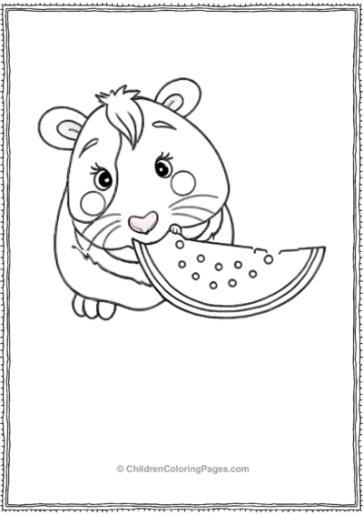 Cartoon-Guinea-Pig-Eating-Watermelon Free PDF Printable