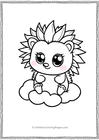 Cartoon-Hedgehog-On-A-Cloud Free PDF Printable