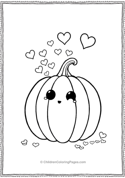 Cartoon Pumpkin Blowing Hearts Free PDF Printable