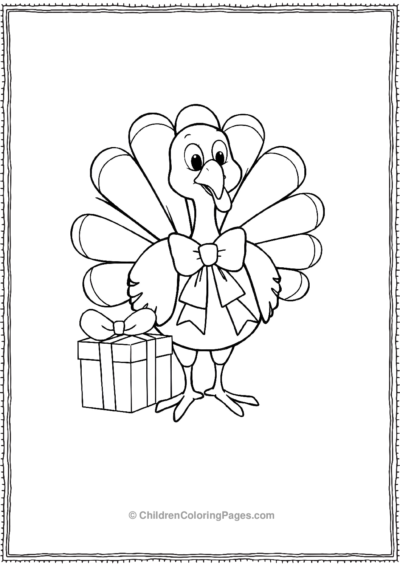 Cartoon-tukey-with-a-gift-box Free PDF Printable