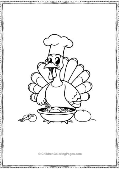 Cartoon-turkey-chef-making-dishes Free PDF Printable