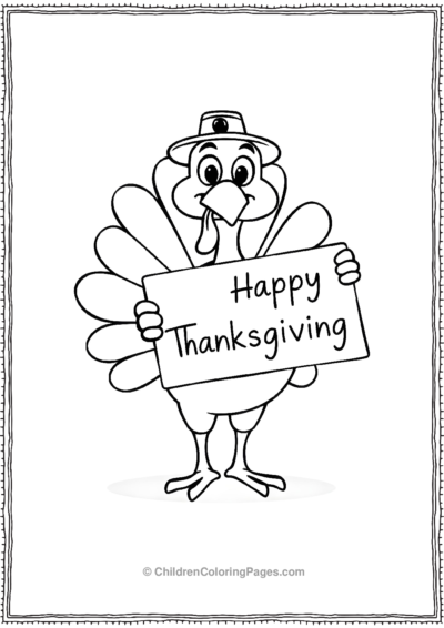 Cartoon-turkey-holding-banner Free PDF Printable