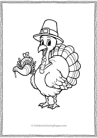 Cartoon-turkey-in-a-pilgrim-hat Free PDF Printable