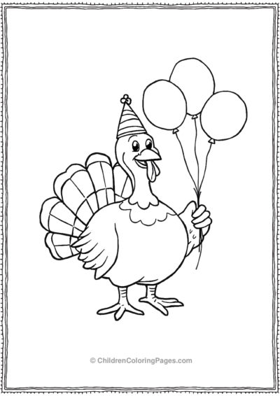 Cartoon-turkey-in-party-hat Free PDF Printable