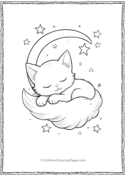 Cat Curled Up On A Moon Scaled Free PDF Printable