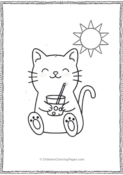 Cat Drinking Lemonade Scaled Free PDF Printable