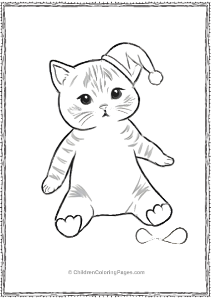 Cat In A Christmas Cap Scaled Free PDF Printable