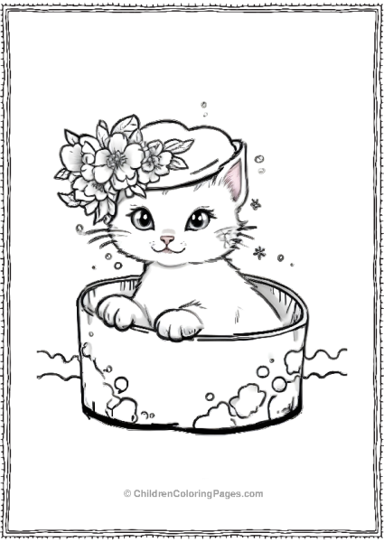 Cat Wearing A Flowral Hat Scaled Free PDF Printable