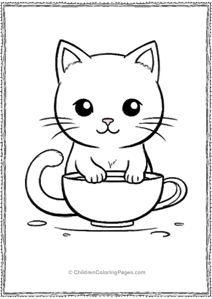 Cat With A Tea Cup Scaled Free PDF Printable