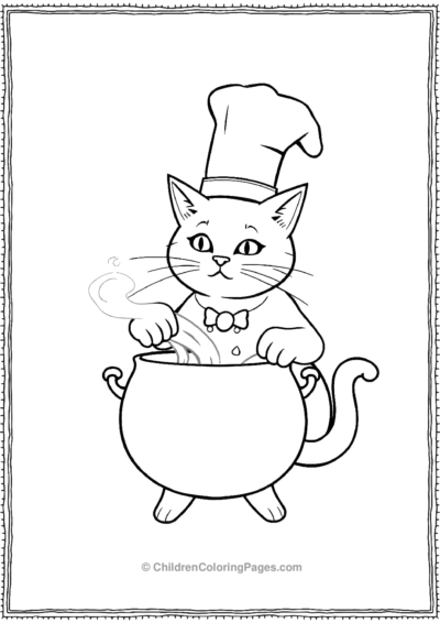 Chef-Cat-Stirring-A-Bubbling-Cauldron Free PDF Printable