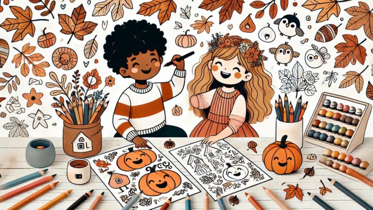 Children Coloring Pages Fall And Autumn