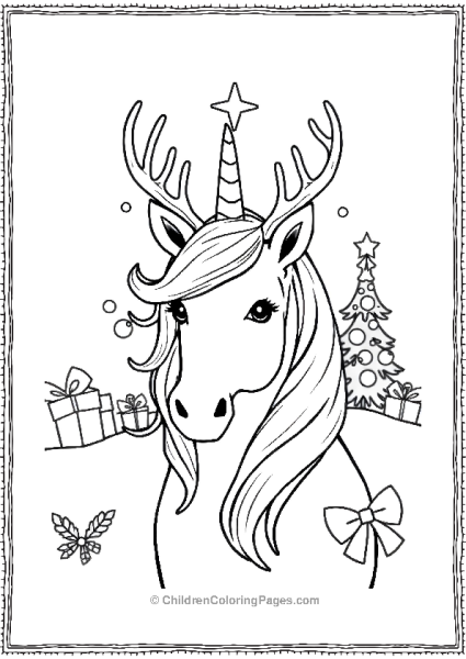 Christmas Unicorn Free PDF Printable