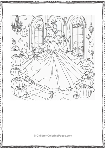 Cinderella Dancing At A Halloween Ball Free PDF Printable