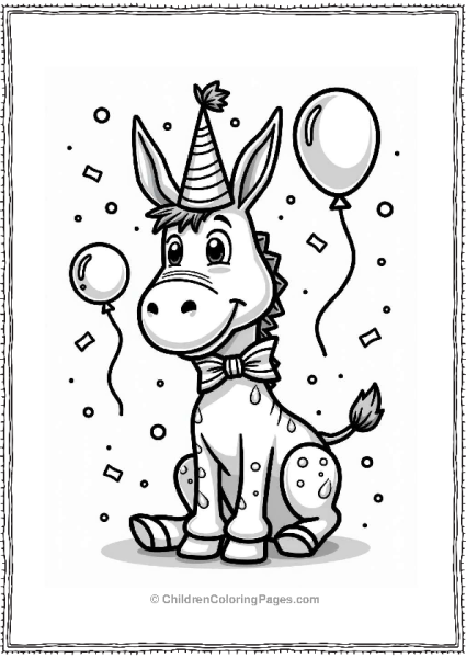 Circus Donkey Celebrating With Balloons Free PDF Printable