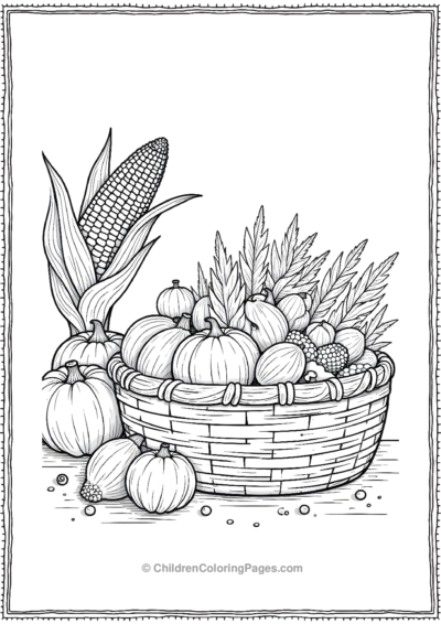 Corn-And-Woven-Baskets-With-Beads-On-The-Thanksgiving Free PDF Printable