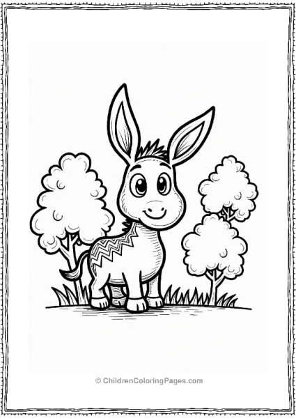 Curious Donkey With Zigzag Patterns Free PDF Printable