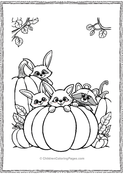 Cute Animals Peeking From Behind A Pumpkin Free PDF Printable