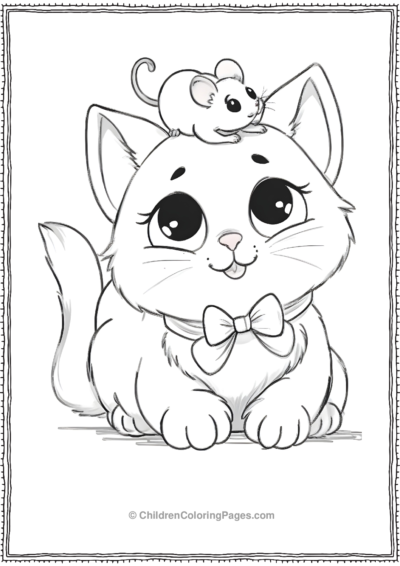 Cute Cat With A Mouse On It S Head Scaled Free PDF Printable