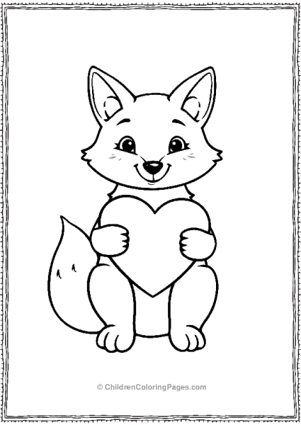 Cute Fox Holding A Heart Free PDF Printable