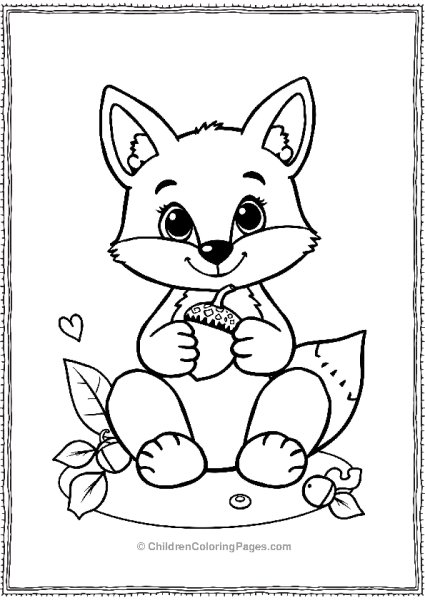 Cute Fox Holding An Accorn Free PDF Printable