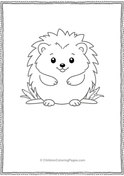 Cute-Hedgehog-Sitting-On-Grass Free PDF Printable