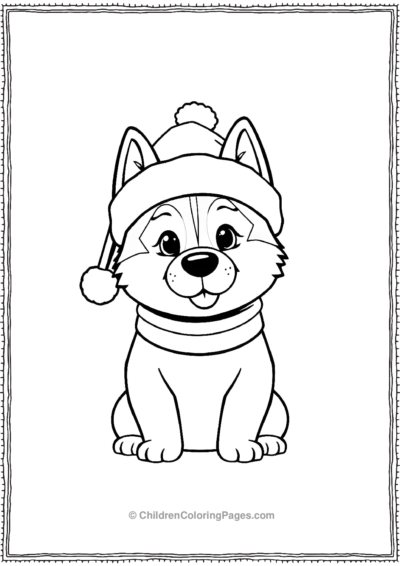 Cute-Husky-With-A-Winter-Hat Free PDF Printable