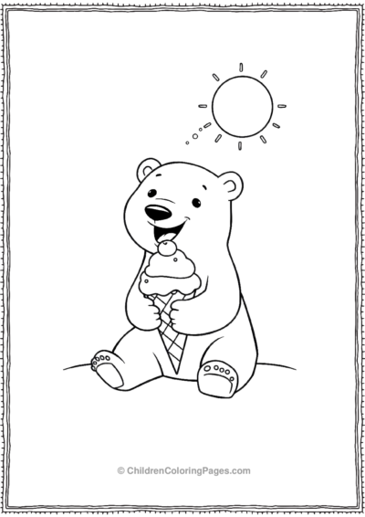 Cute-Polar-Bear-With-An-Icecream Free PDF Printable