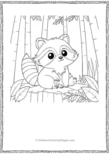 Cute Raccoon Sitting On A Tree Free PDF Printable