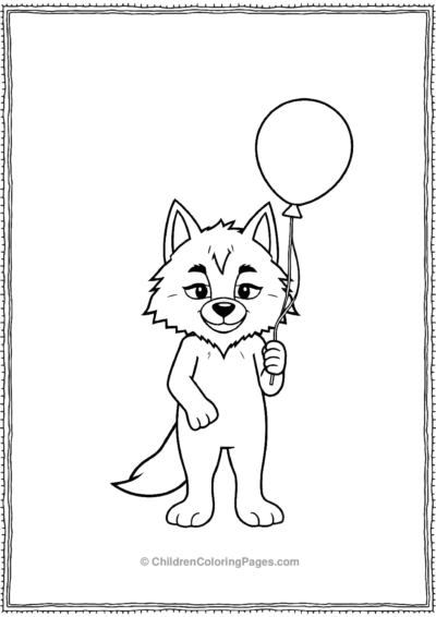 Cute-Simple-Werewolf-Holding-A-Balloon Free PDF Printable