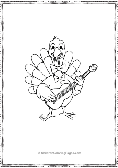 Cute-Turkey-With-A-Guitar Free PDF Printable