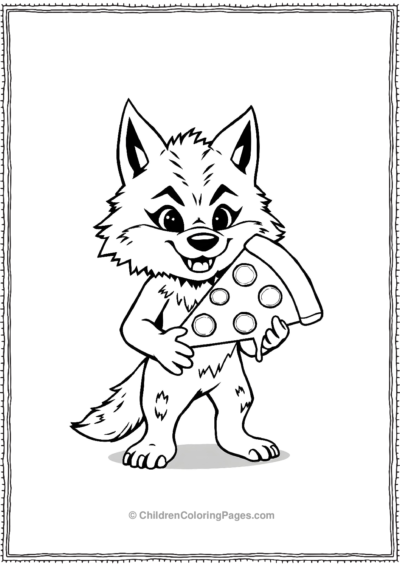 Cute-Werewolf-Holding-A-Giant-Pizza-Slice Free PDF Printable