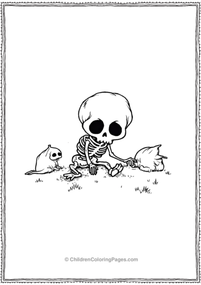 Cute Skeleton Sitting Free PDF Printable