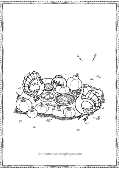 Cute-turkeys-on-picnic Free PDF Printable