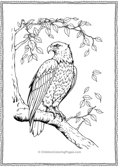 Detailed-Bald-Eagle-Perched-on-a-Tree-Branch Free PDF Printable