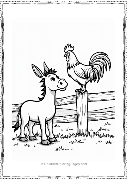 Donkey And The Rooster On The Farm Free PDF Printable