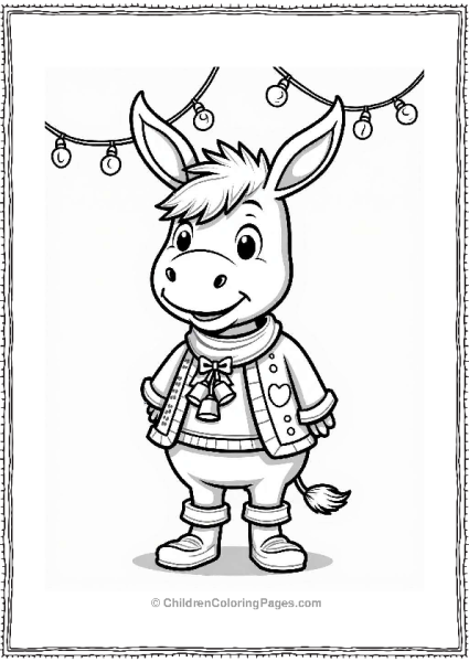 Donkey In A Festive Costume Under Lights Free PDF Printable